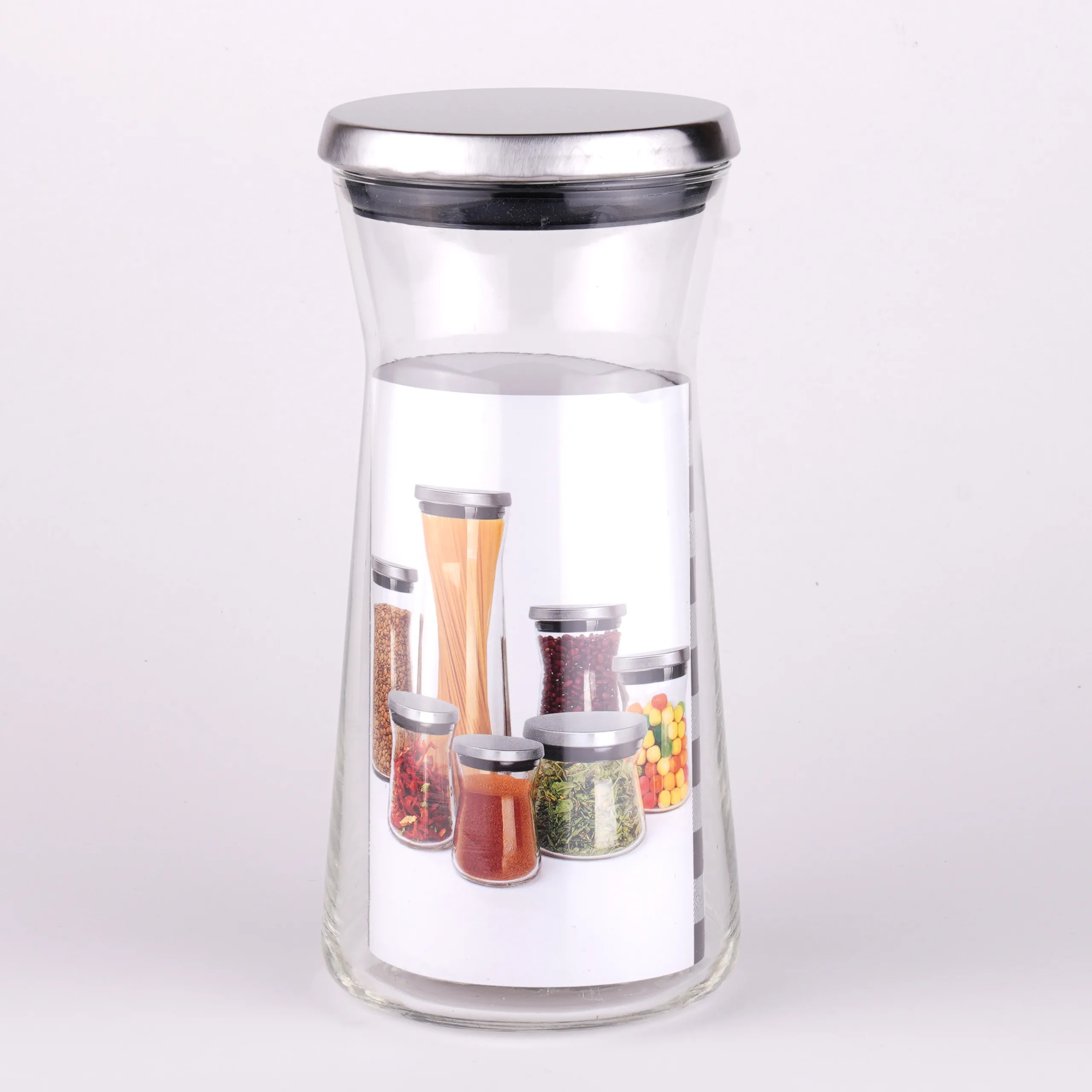 MGS -جا حبوبات شیشه ای با درب استیل 1200b1200s