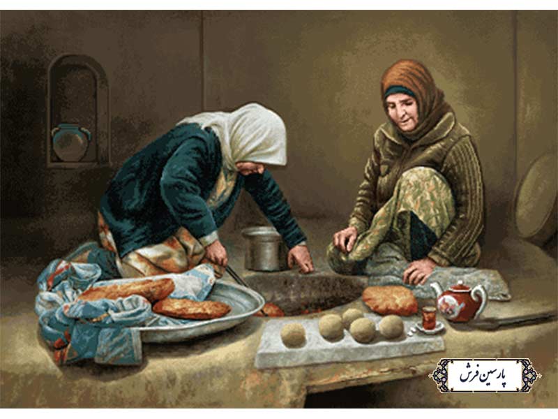 نخ و نقشه تابلو فرش طرح پخت نان - کد NP4934