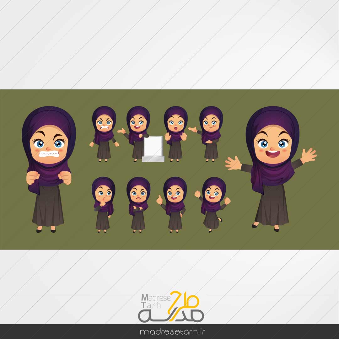 وکتور کارتونی دانش آموز باحجاب