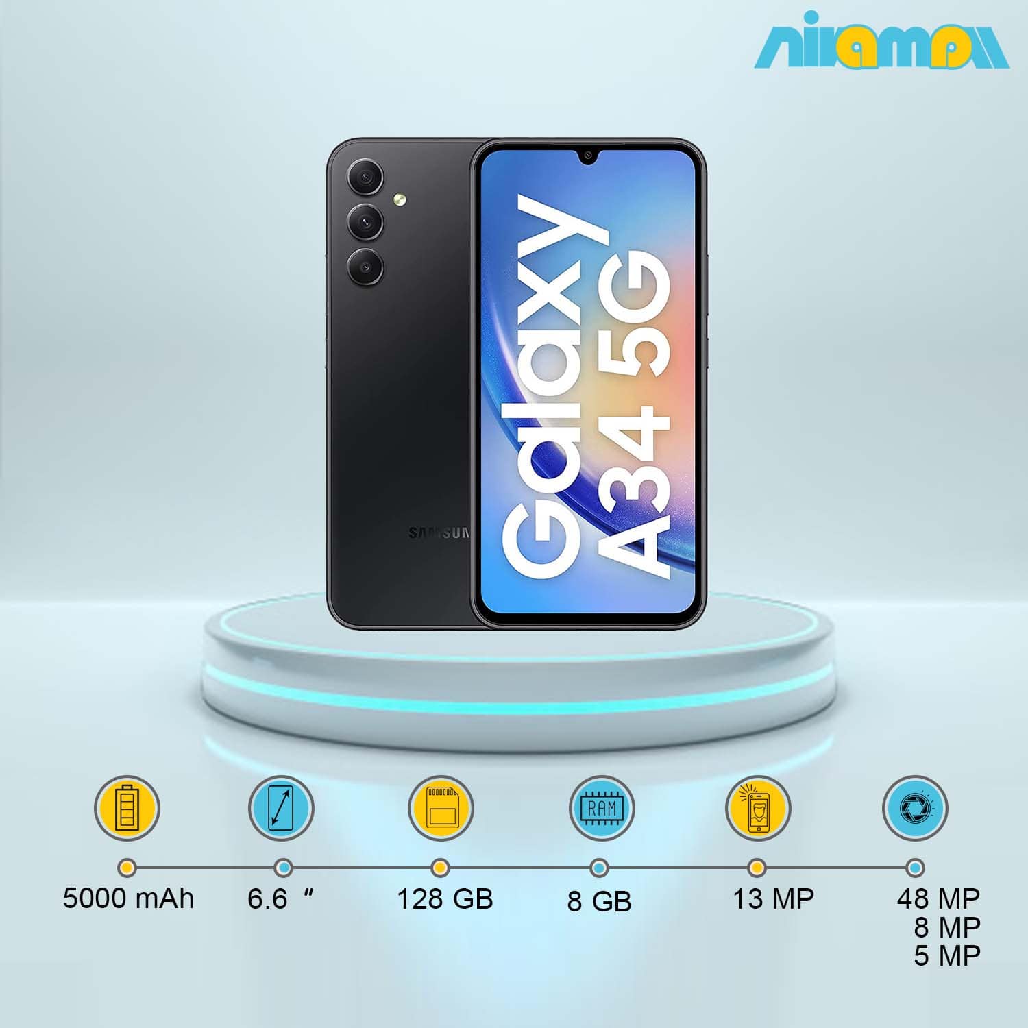 گوشی موبایل سامسونگ مدل  Galaxy A34 5G ظرفیت 128 گیگابایت و رم 8 گیگابایت