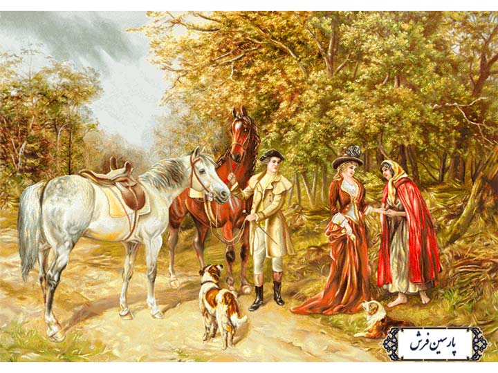نخ و نقشه تابلو فرش ملاقات در جنگل - کد NF2173