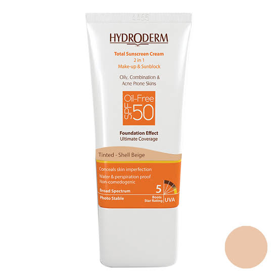 کرم ضد آفتاب کرم پودری هیدرودرم با SPF50 بژ صدفی