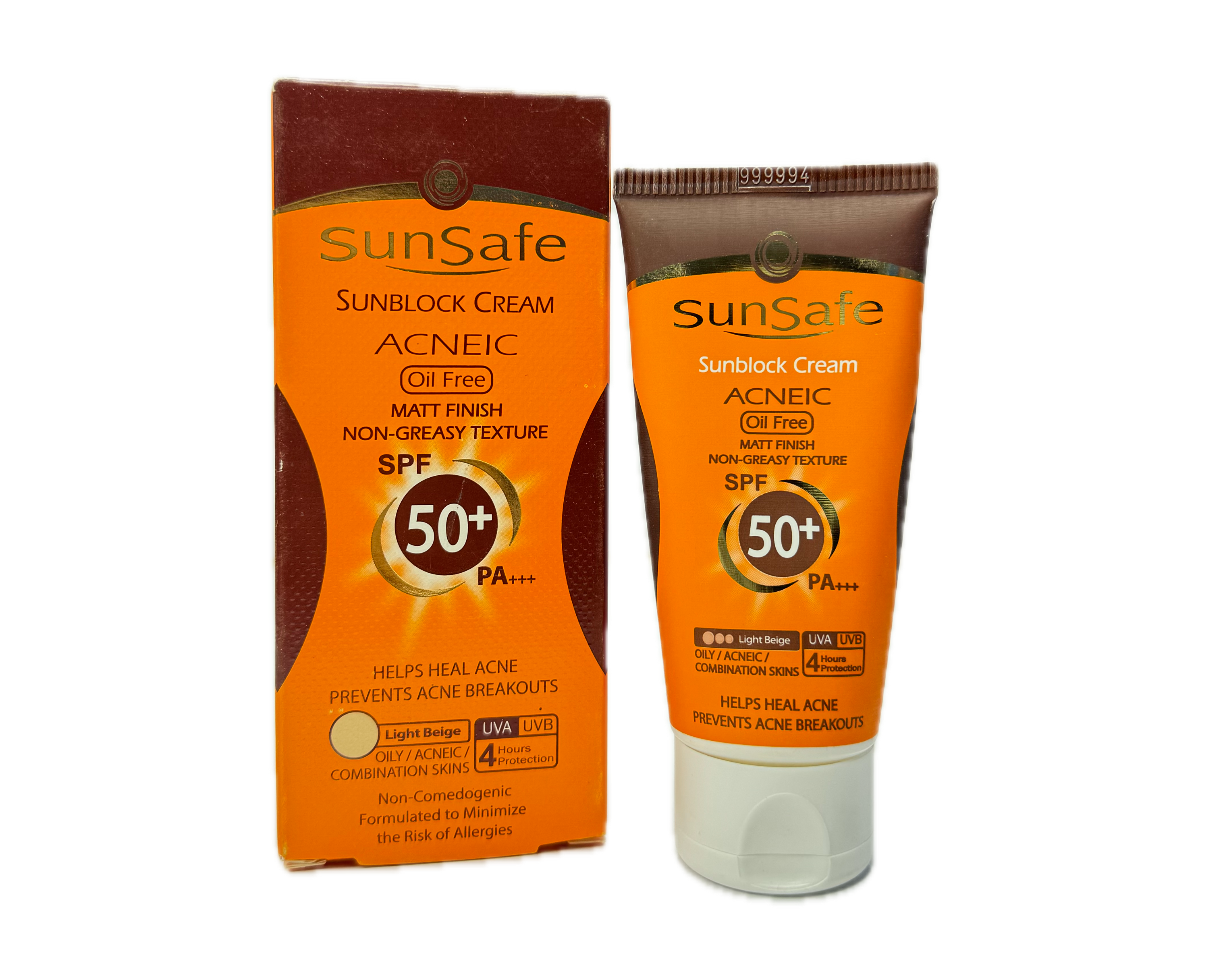 کرم ضد آفتاب SPF۵۰ فاقد چربی سان سیف بژ روشن مناسب پوست های چرب و آکنه ای ۵۰ میلی لیتر