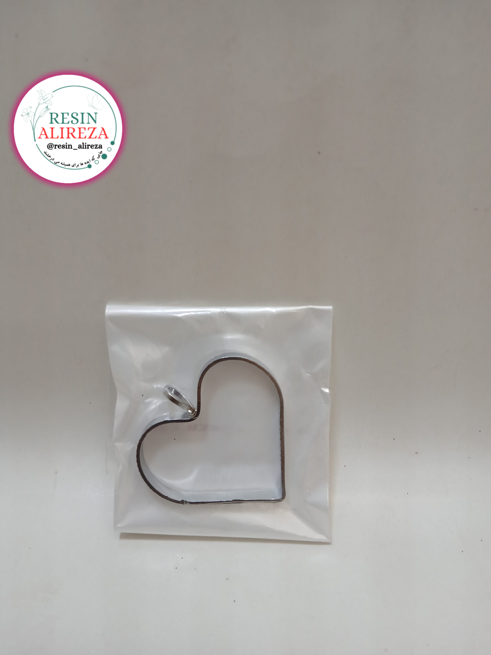 قاب گردنبند قلبی نقره ای 3.5 سانت