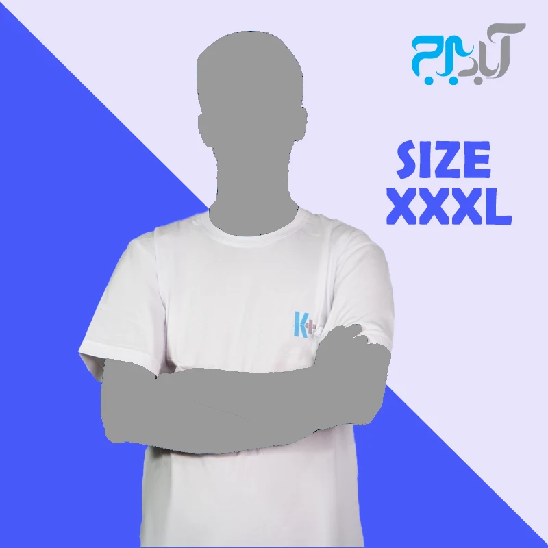 تیشرت یقه گرد سفید با چاپ +K سایز سه ایکس لارج ( 3XL )