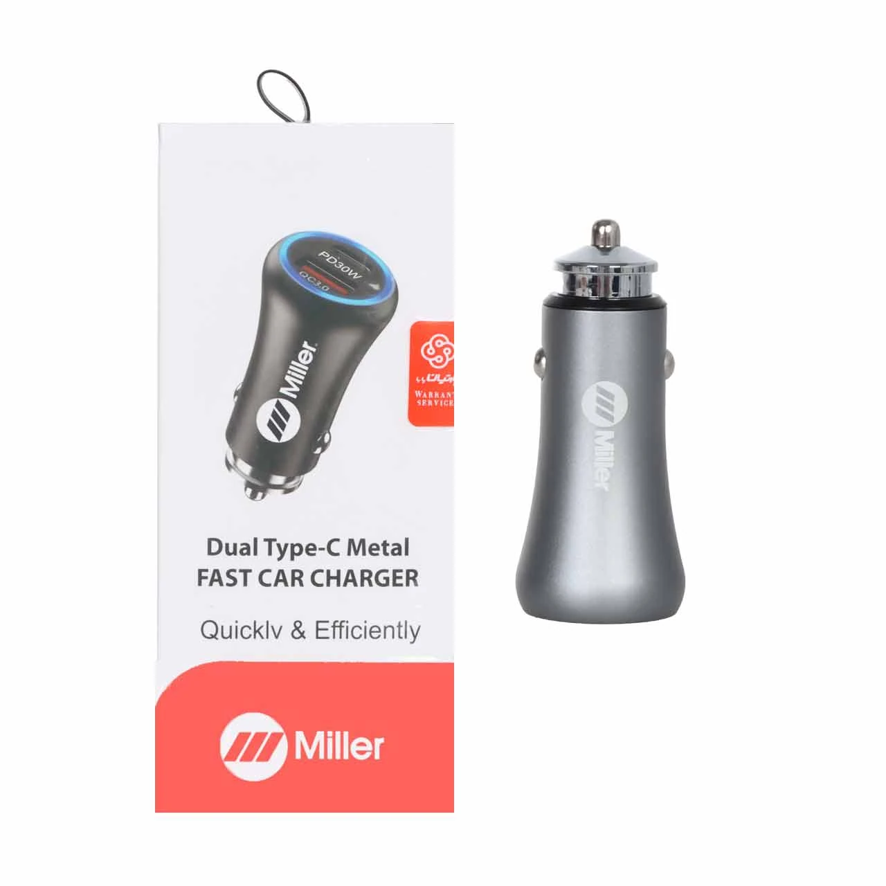 شارژر فندکی 30W فست و PD دو پورت Miller مدل M-CH107 - مشکی