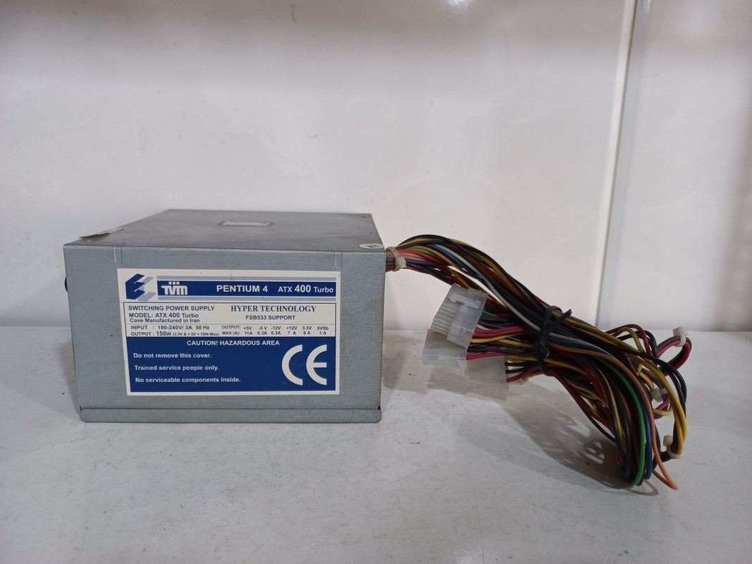 پاور 20 پین TVM مدل ATX400 TURBO-استوک(حداکثر توان 170 وات)
