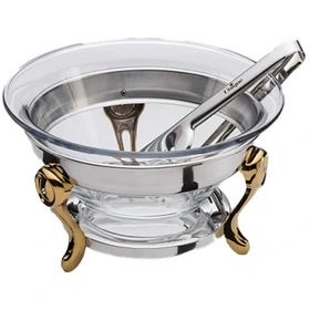 سوفله سالاد خوری نگین دار طلایی با انبر یونیک کد UN-3918