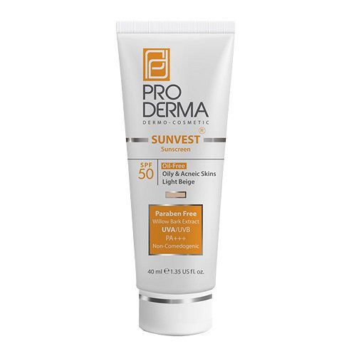 کرم ضد آفتاب پرودرما بژ روشن فاقد چربی با SPF50