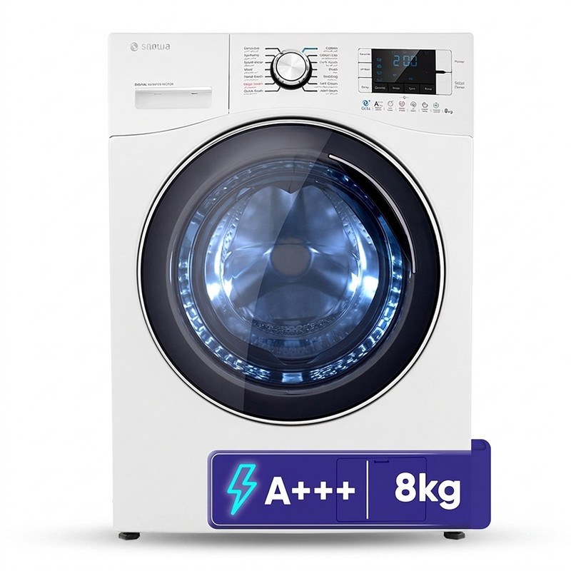 ماشین لباسشویی 8 کیلوگرم اتوماتیک اسنوا مدل SWM-D80S - نقره ای
