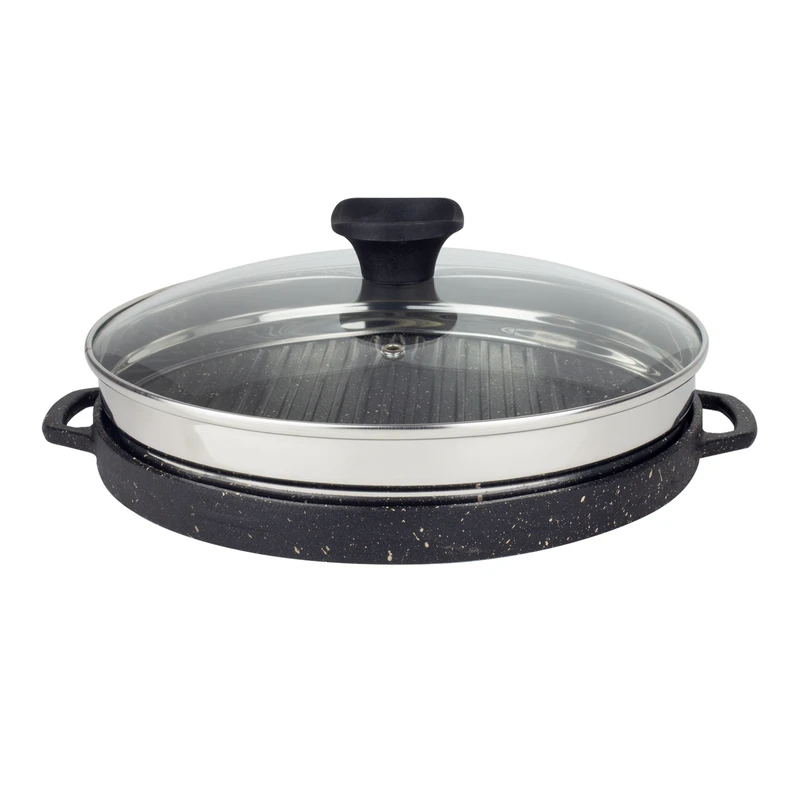تابه گریل چدن گرد بزرگ بدون چوب یونیک کد UN-6003