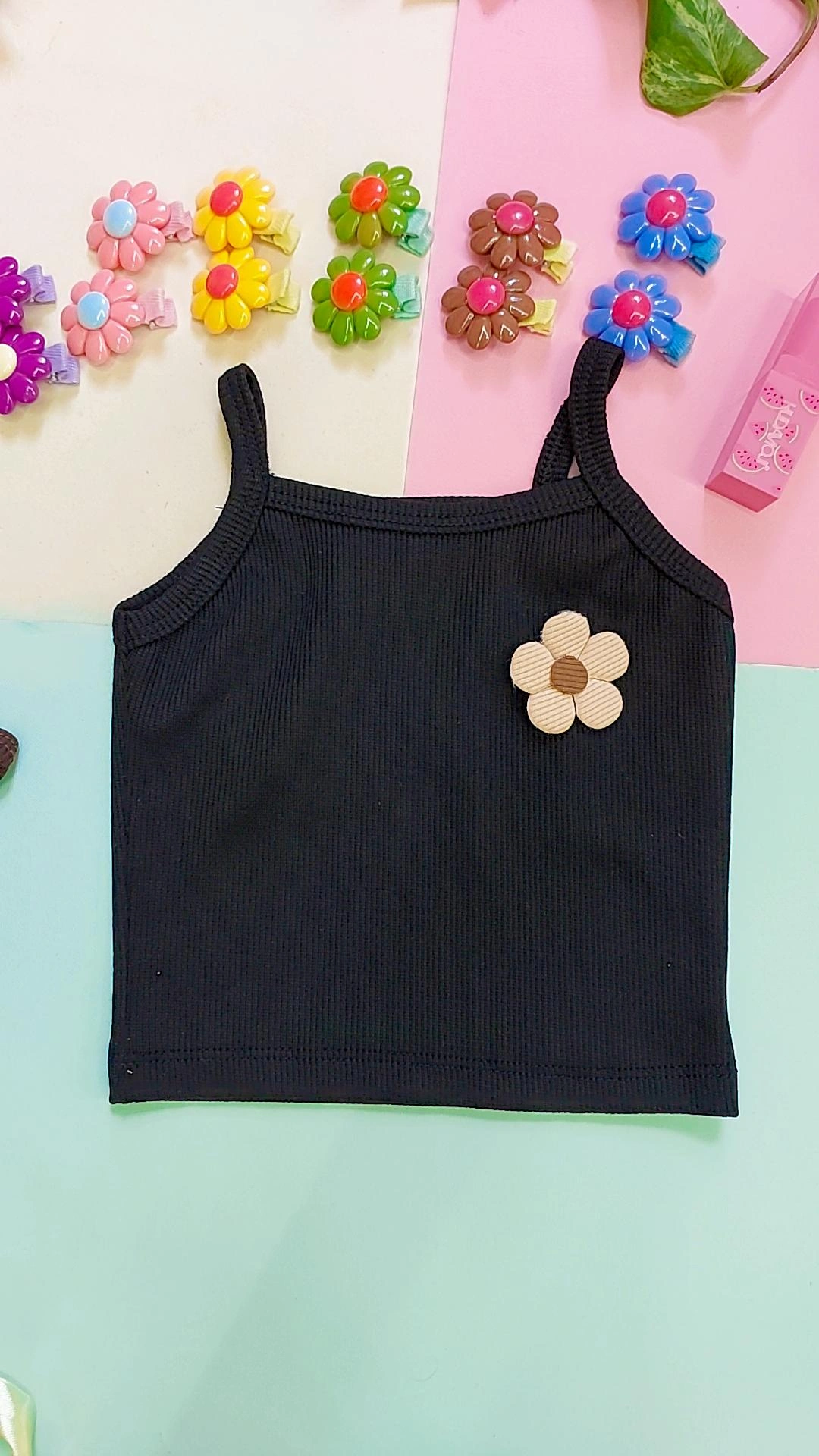تاپ تک گل🌸 - مشکی, سایز۴۰