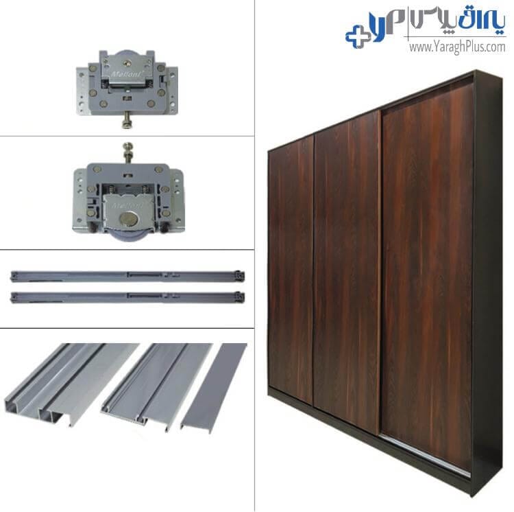 مکانیزم درب ریلی کمد تاپ لاین توکار اسلیم سه درب ملونی 11010