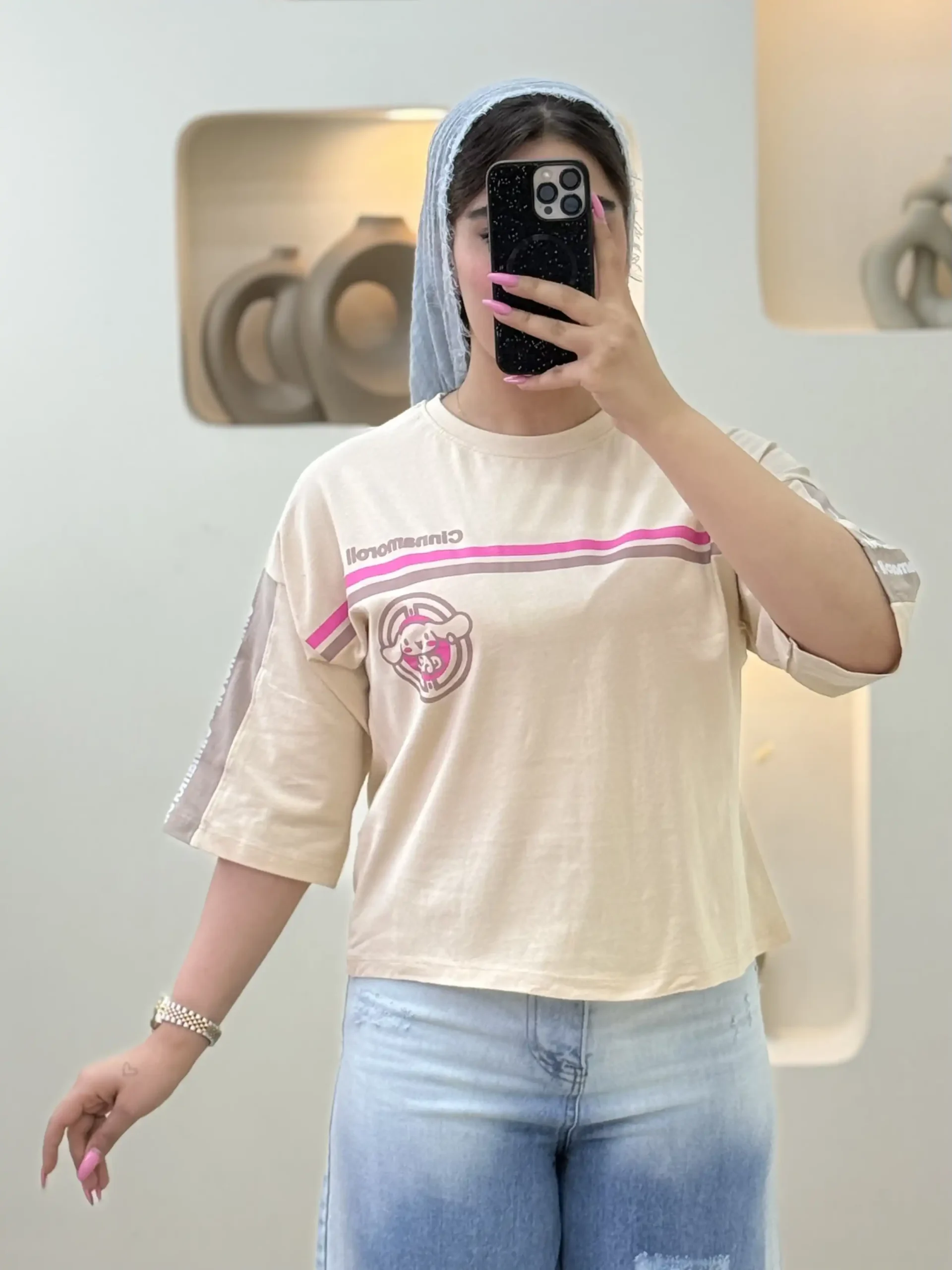 تیشرت چاپی cinnamoroll - کرمی