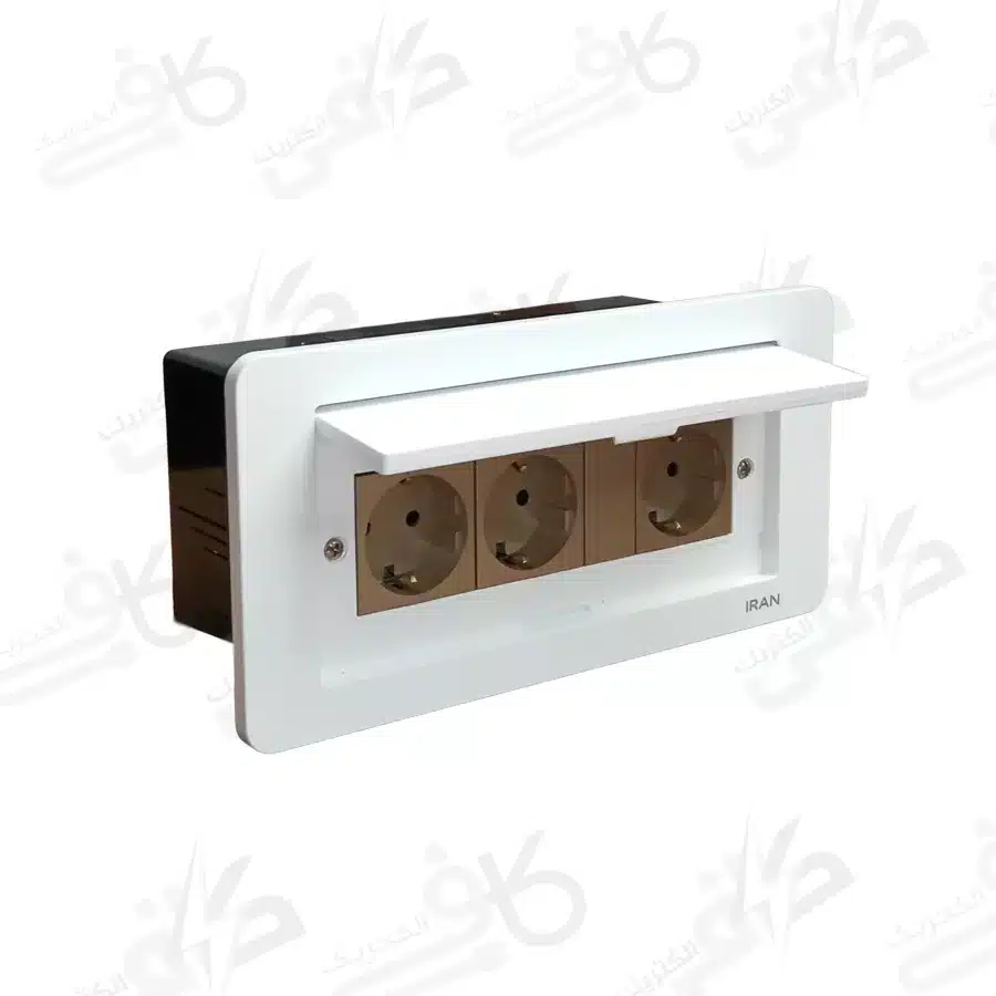 پریز کابینتی میزی توکار سفید بژ ایران الکتریک