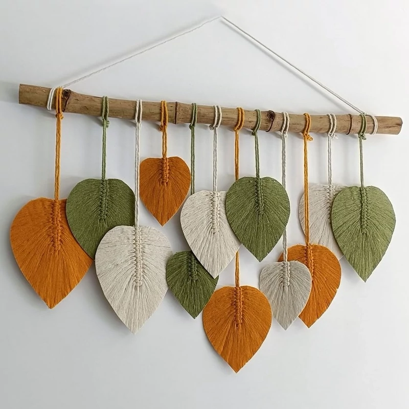 دیوارکوب برگ مکرومه بافی طرح سبزینه