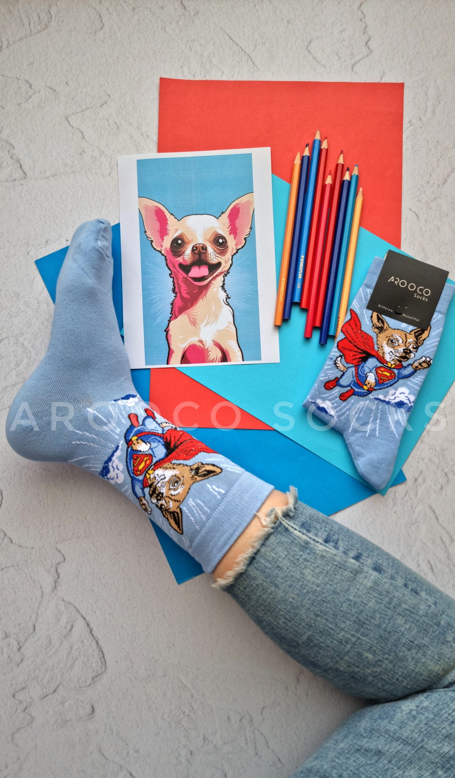 جوراب ساقدار فانتزی طرح سگ CHIHUAHUA کد 823