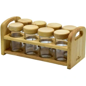 ست ادویه 8 تایی مستطیل چوبی یونیک کد UN-6123