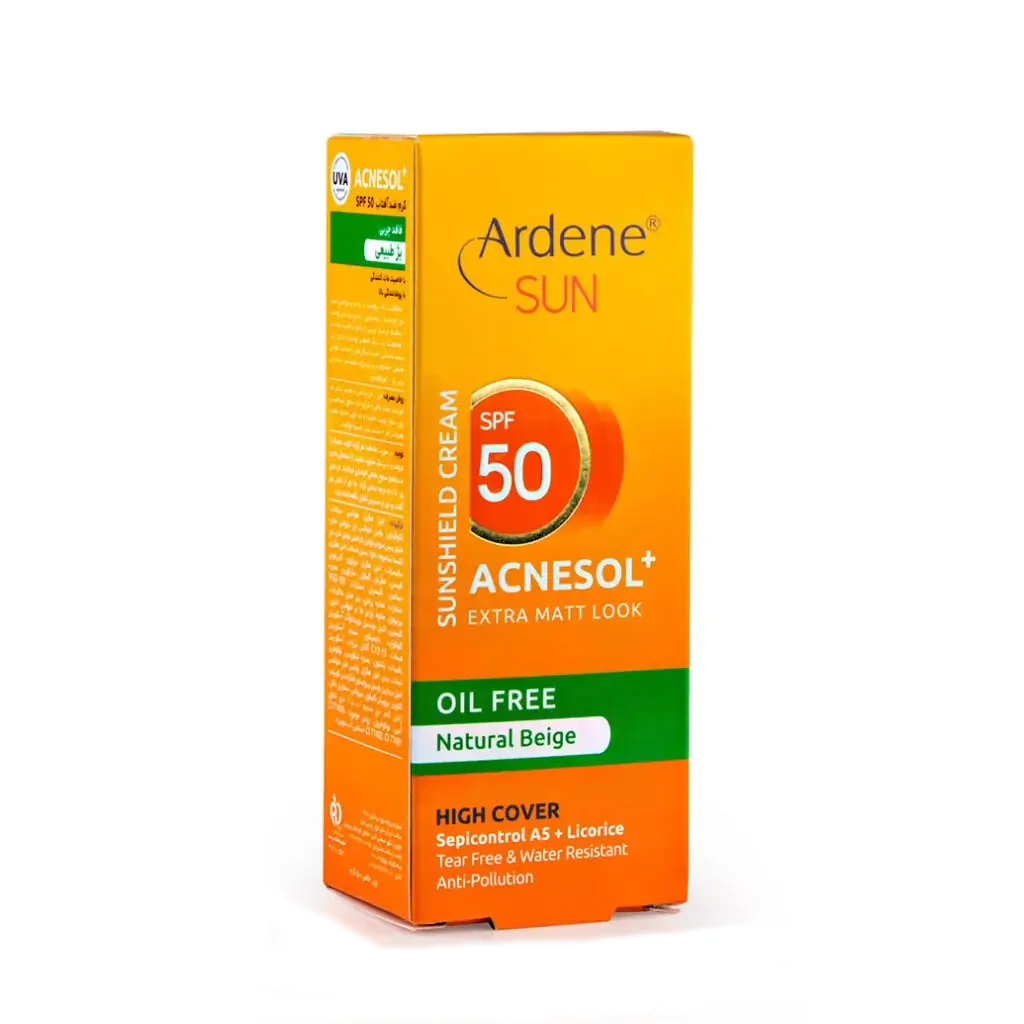 کرم ضد آفتاب آردن SPF50 مدل ACNESOL بژ طبیعی فاقد چربی