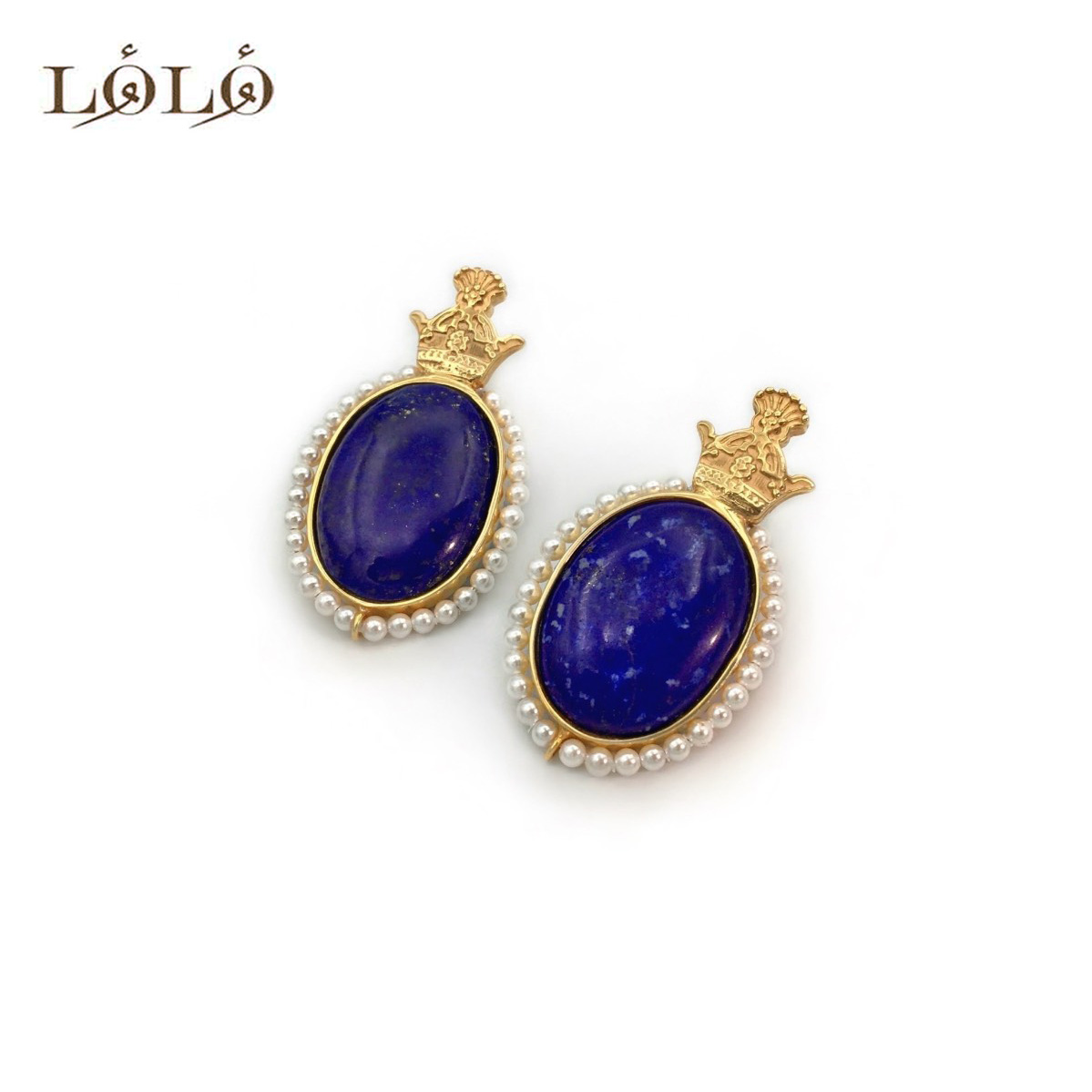 گوشواره تاج لاجورد و مروارید