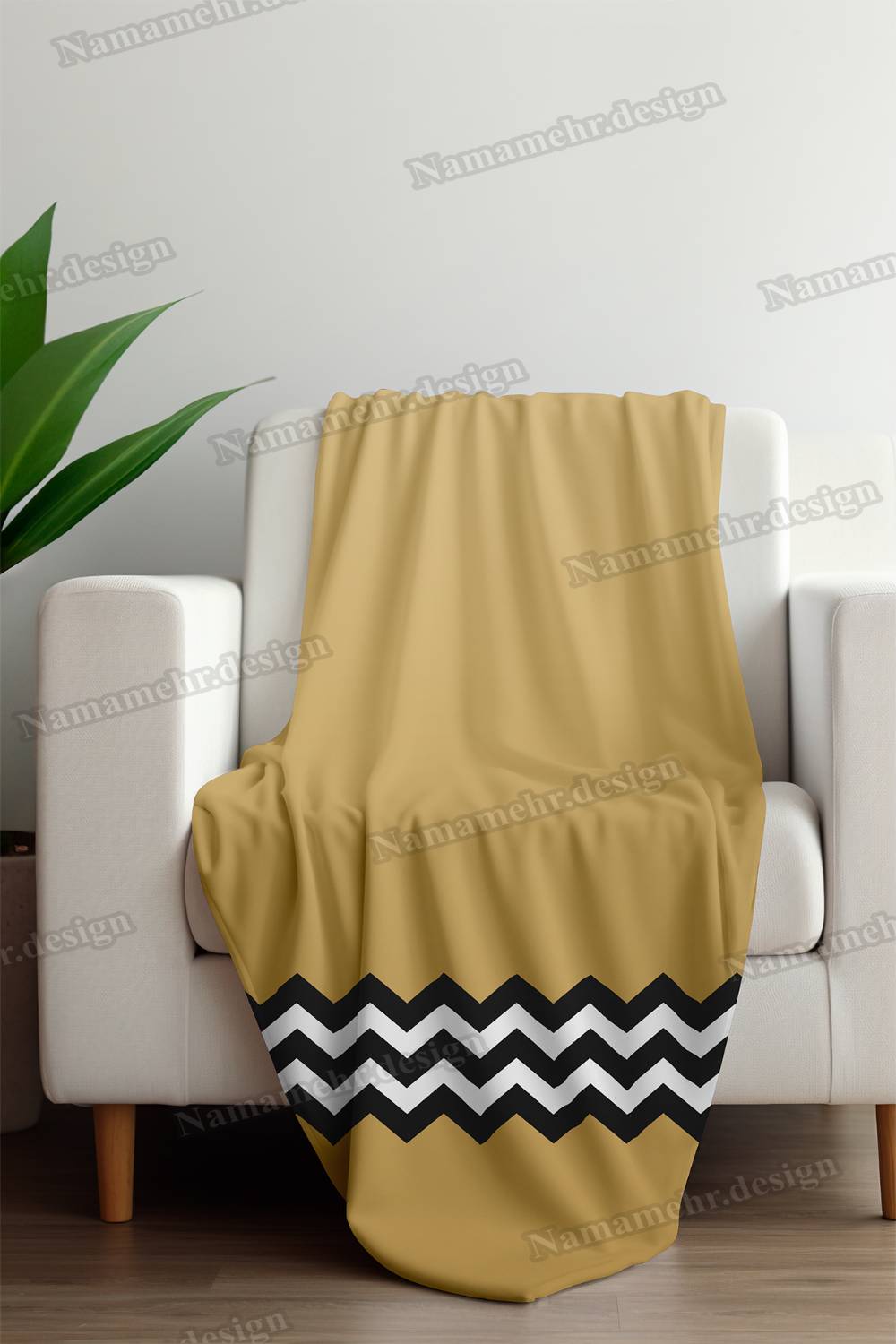 شال مبل طرح خطوط رنگ کرم کد L032