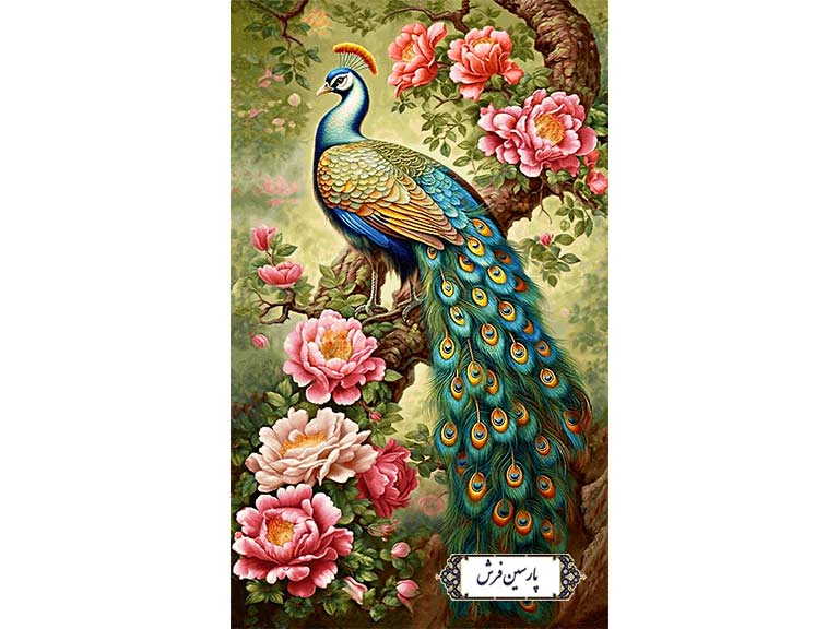 نخ و نقشه تابلو فرش طرح طاووس - کد NH3597