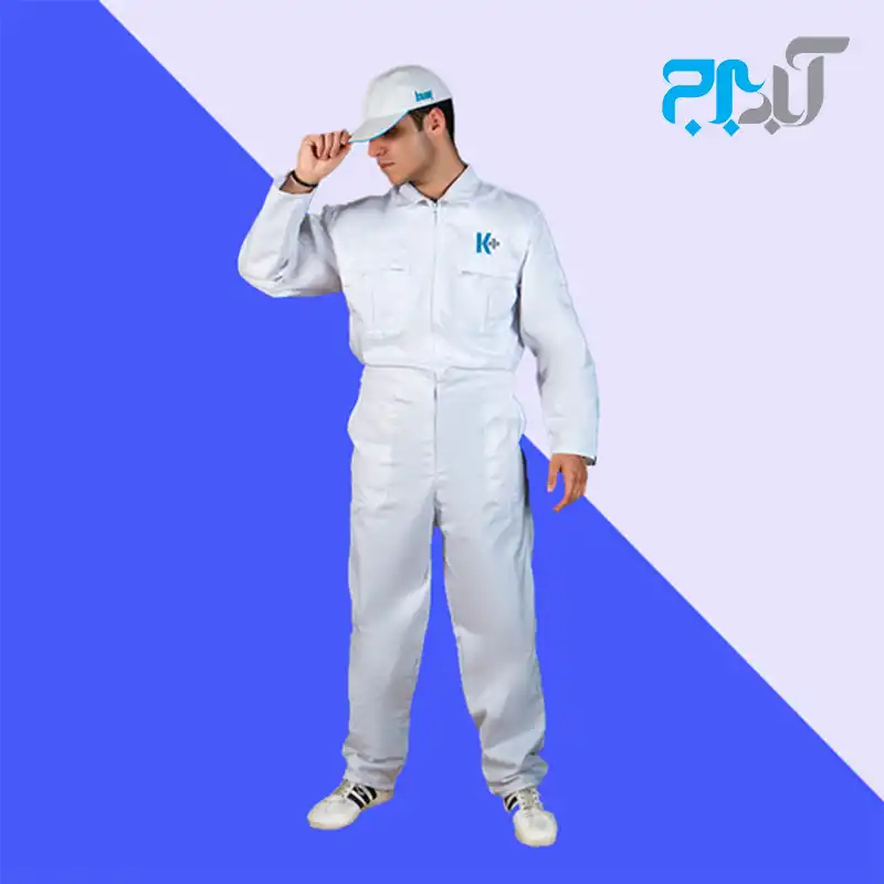 لباس کار سرهمی سفید با گلدوزی +K سایز دوایکس لارج ( 2XL )