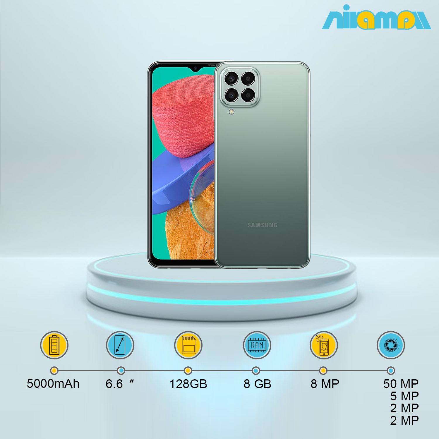 گوشی موبایل سامسونگ مدل Galaxy M33 5G ظرفیت 128گیگابایت و رم 8گیگابایت