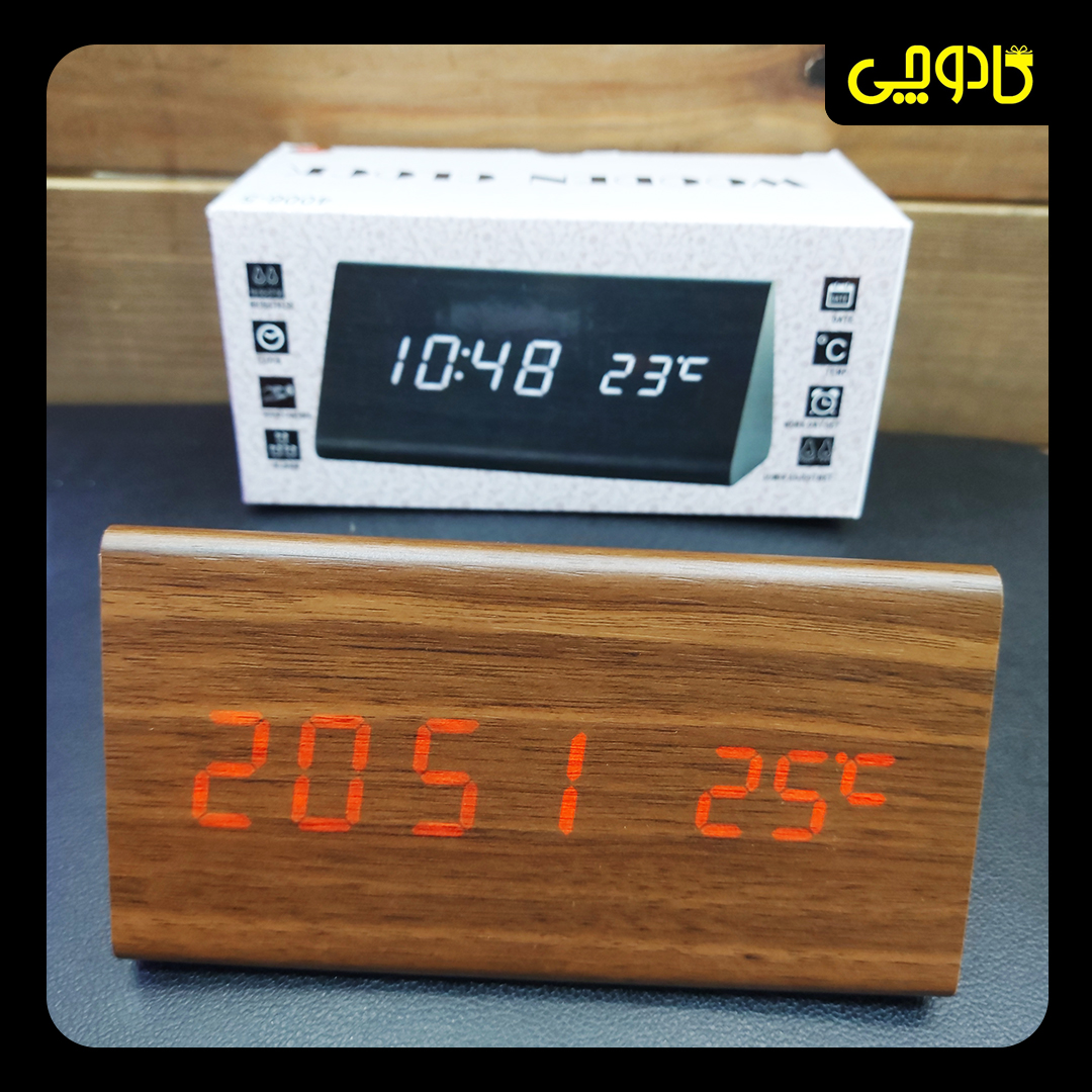 ساعت رومیزی دیجیتالی طرح چوب (مثلث) کد02
