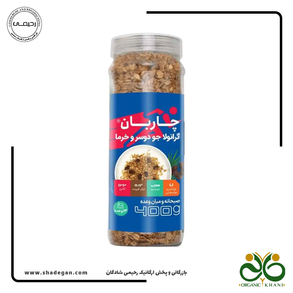 گرانولا جو دوسر و خرما چاربان ۴۰۰ گرم