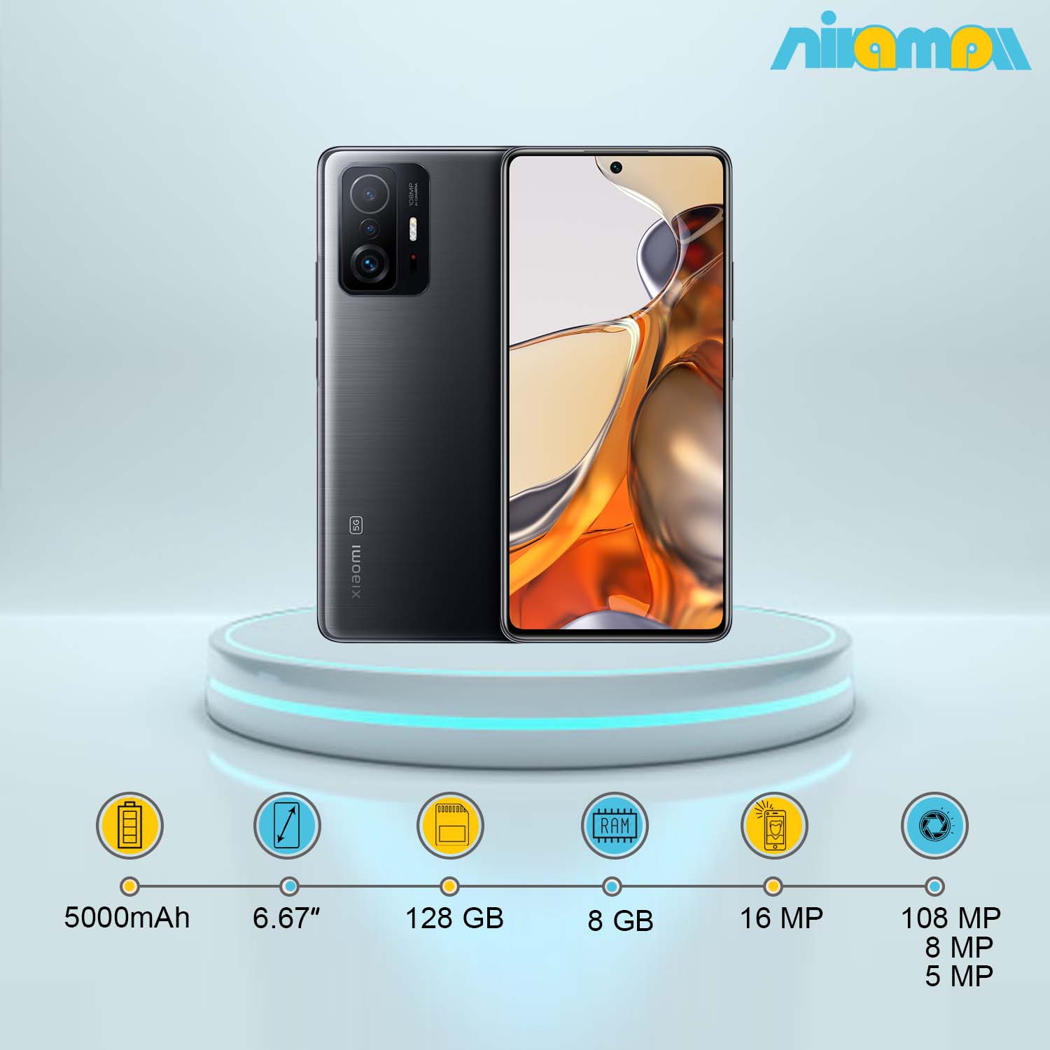 گوشی موبایل شیائومی مدل 11T 5G دوسیم کارت ظرفیت 128 گیگابایت و رم8 گیگابایت