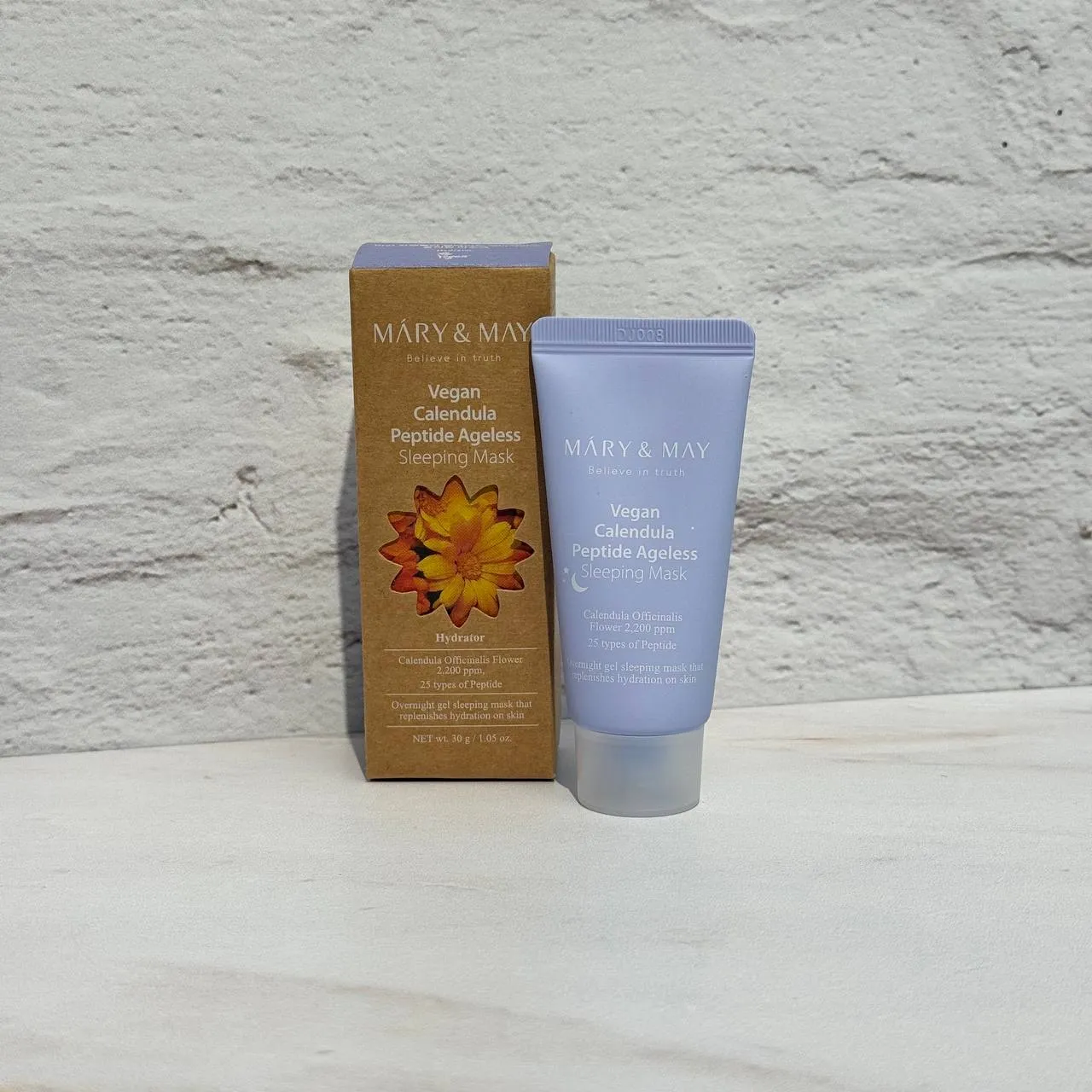ماسک خواب جوانساز و تسکین دهنده پپتید و عصاره کالاندولا مری اند می مینی سایز Mary &amp; May Vegan Calendula Peptide Ageless Sleeping Mask