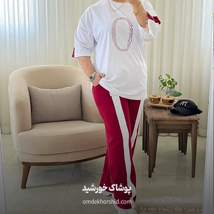 ست نخی تیشرت شلوار چاپ O