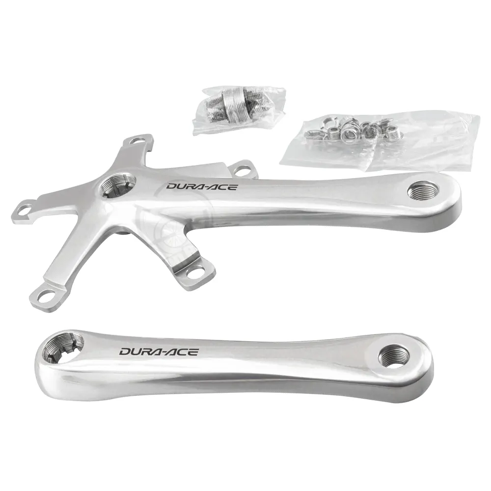 طبق قامه دوچرخه جاده شیمانو مدل Dura-Ace FC-7710 نقرهای (بدون سینی زنجیر) | Shimano On-road Bicycle Crankset Dura-Ace FC-7710 Silver (Without Chainring)