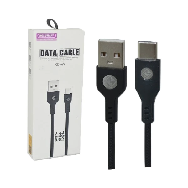 کابل شارژ کلومن مدل KD-49 با کیفیت بالا و طول ۱ متر اتصال USB به Type-C