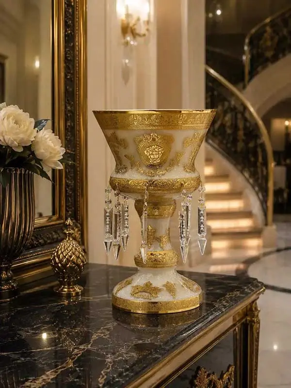 شمعدان لاله آویز متوسط طرح ورساچ کرم کد ۳۱۰