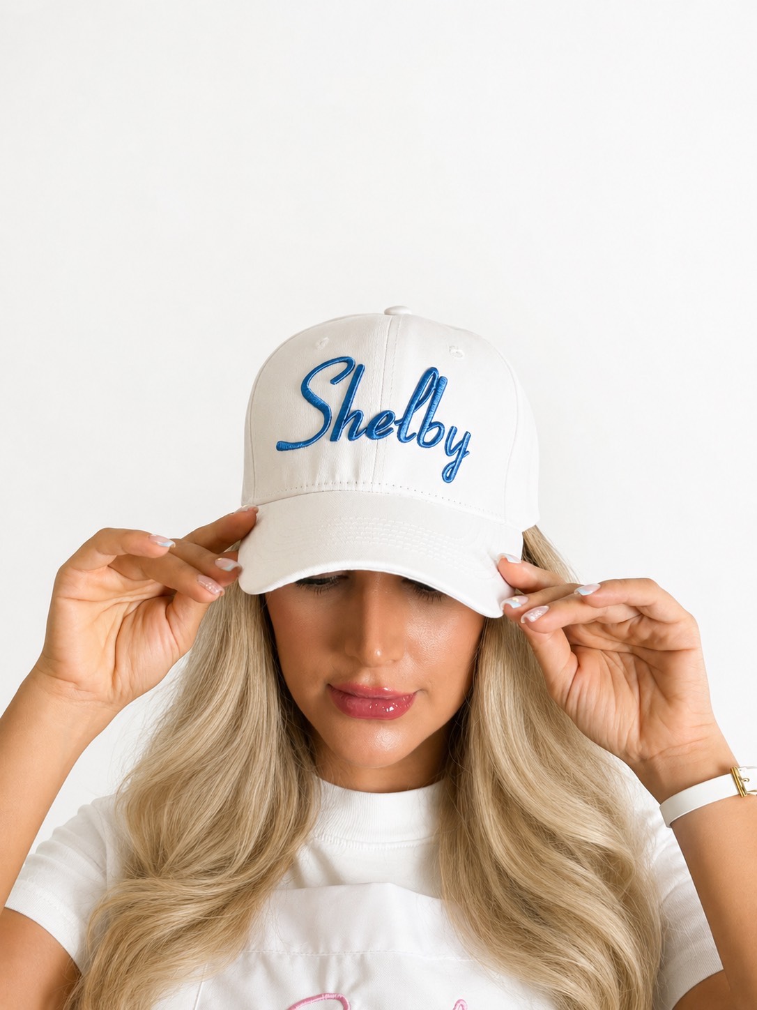 کلاه لبه دار ناخنکار شلبی Shelby- سفید آبی