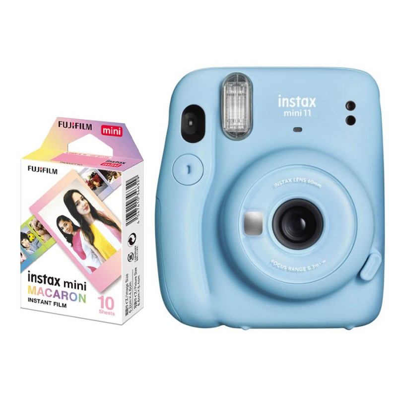 دوربین عکاسی چاپ سریع فوجی فیلم آبی مدل (sky blue) Instax Mini 11 با کاغذ