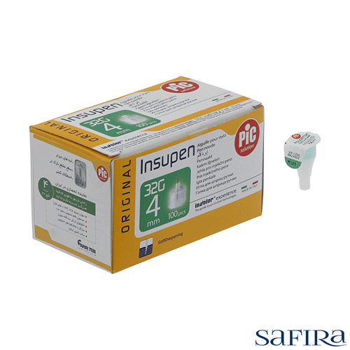 سر سوزن انسولین پیک(pic-4) سلوشن 4 میلی متر بسته 100 عددی