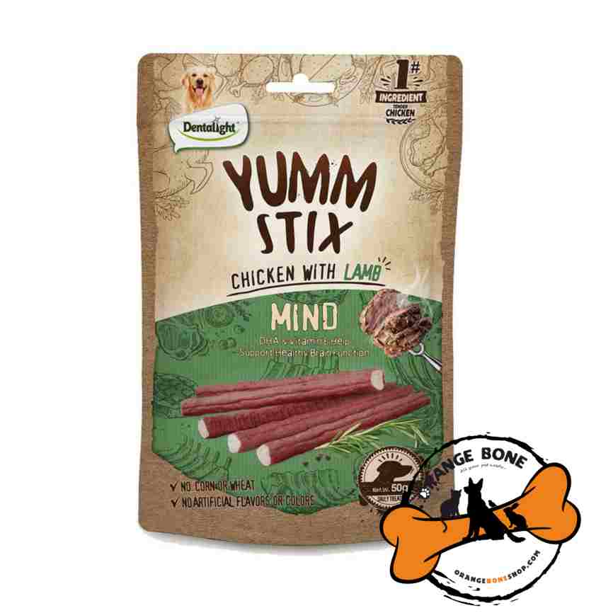 تشویقی سگ Dentalight - Yumm Stix مدل Mind طعم مرغ و گوشت بره (50 گرم)