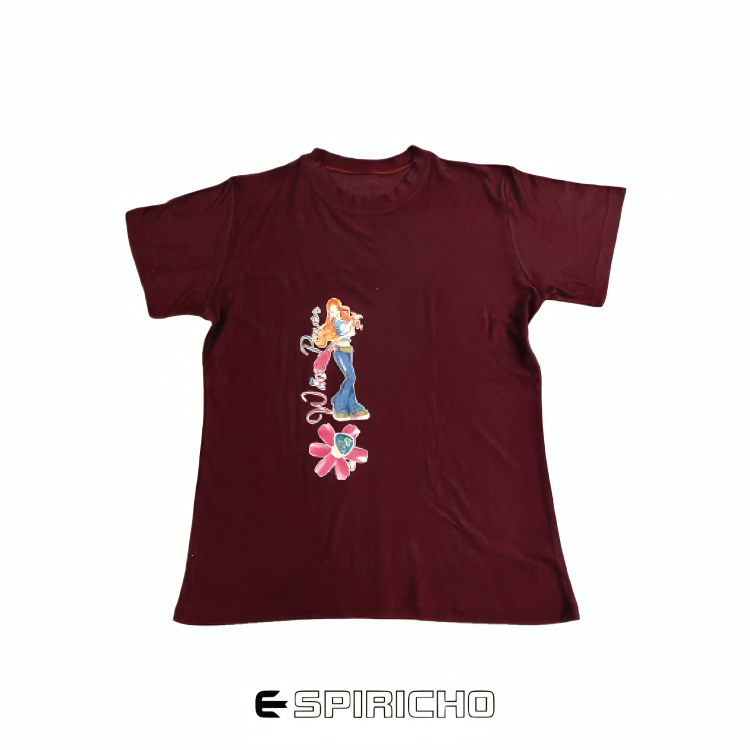 تیشرت چاپ‌دار دخترانه ویسکوز پنبه‌ای