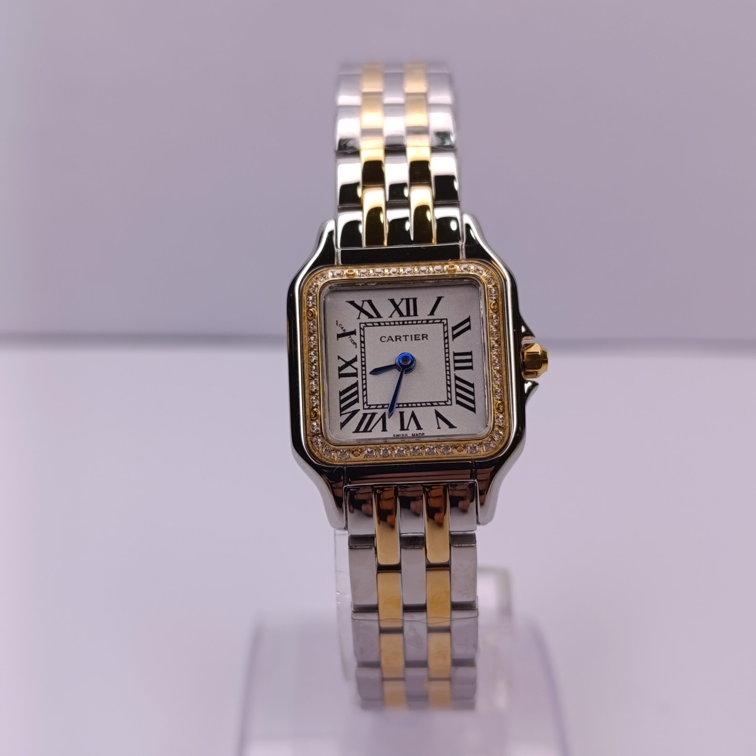 ساعت زنانه کارتیر پنتر استیل طلایی دور قاب نگین CARTIER