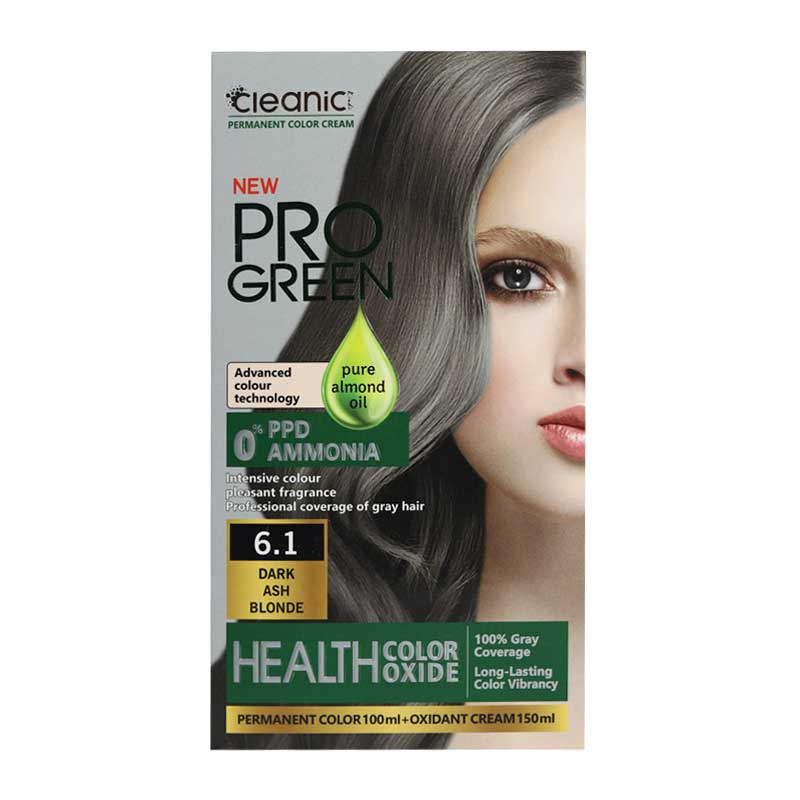 کیت رنگ موی خاکستری بدون آمونیاک زنانه کلینیک بلوند خاکستری تیره شماره 6.1