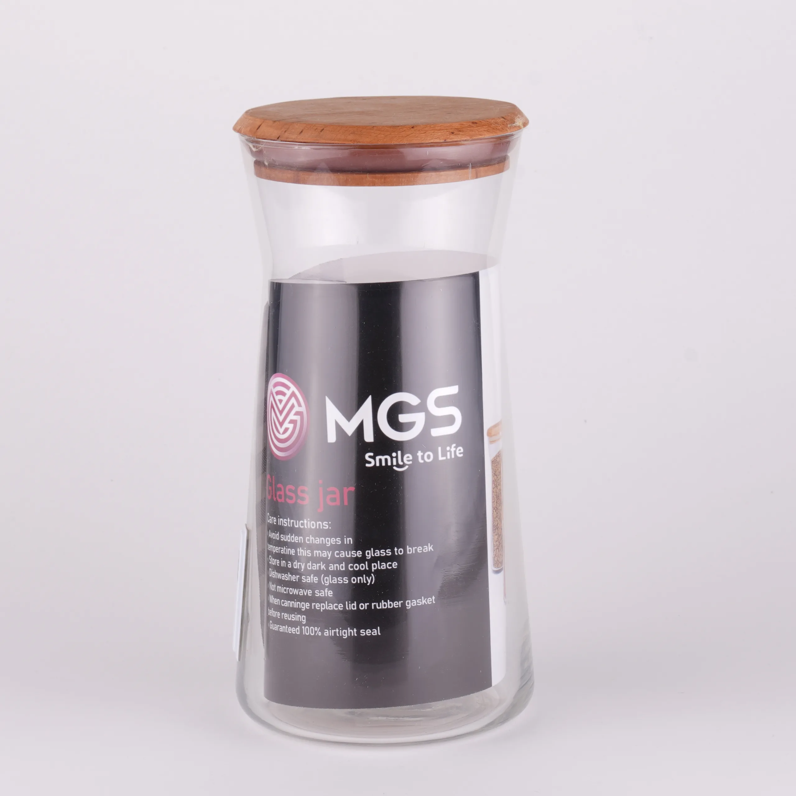 کدB1200W CC جاحبوباتی شیشه ای با درب چوبی 1200- MGS