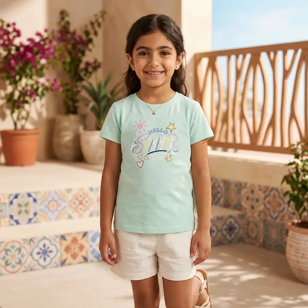 تیشرت دخترانه Summer لیلی دن کد 4713