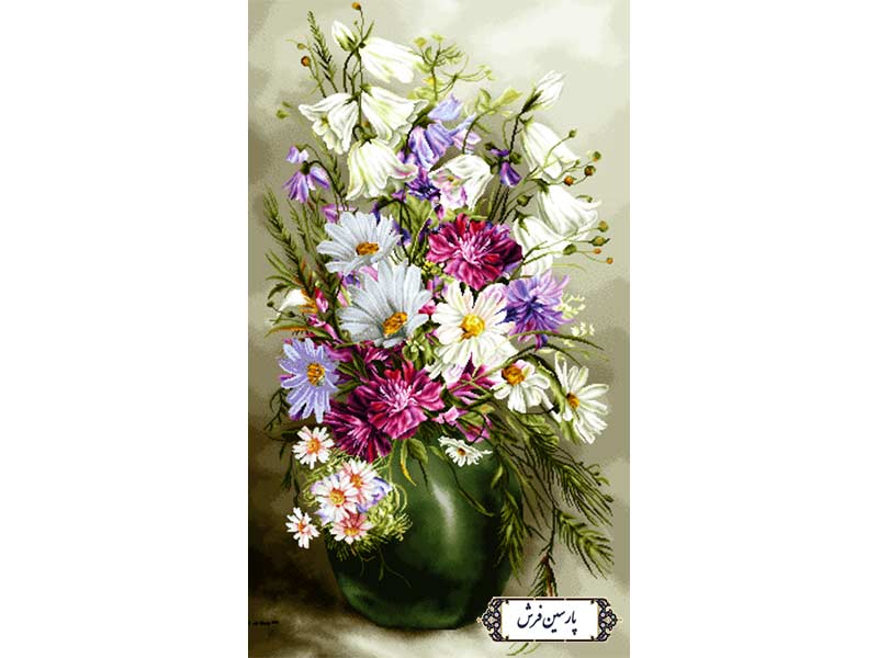 نخ و نقشه تابلو فرش طرح گل و گلدان - کد NG1658