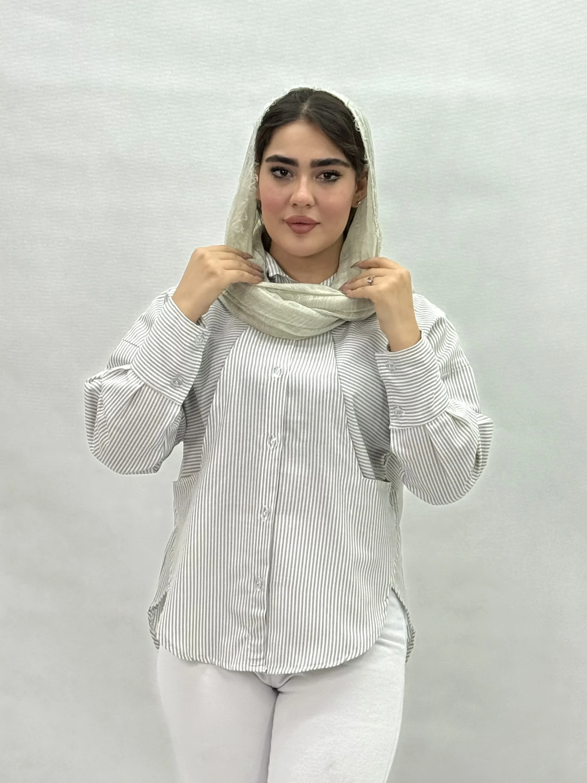 شومیز کد733 -5259 - طوسی روشن