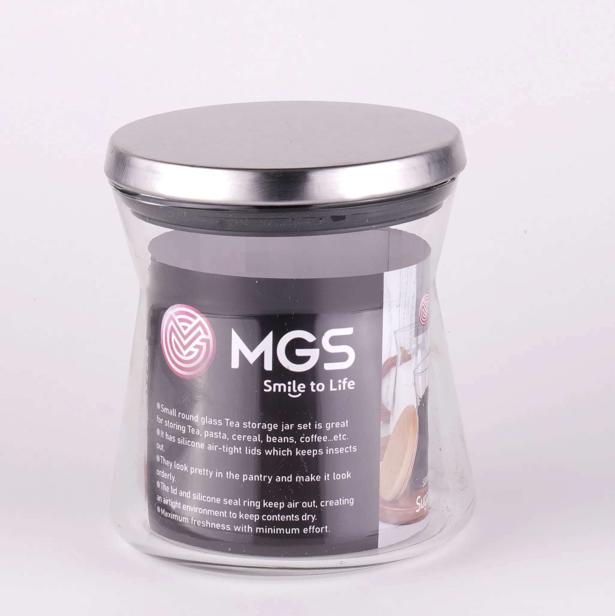 MGS - جا چای شیشه ای با درب استیل SB1600S
