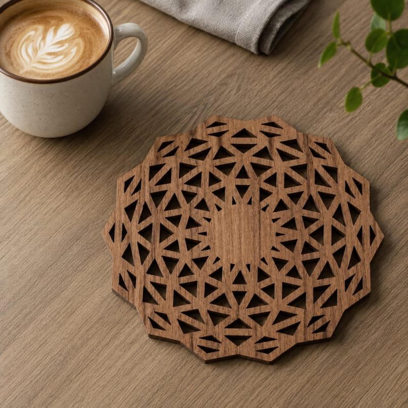 زیر بشقابی چوبی طرح هندسی مدلLC5010