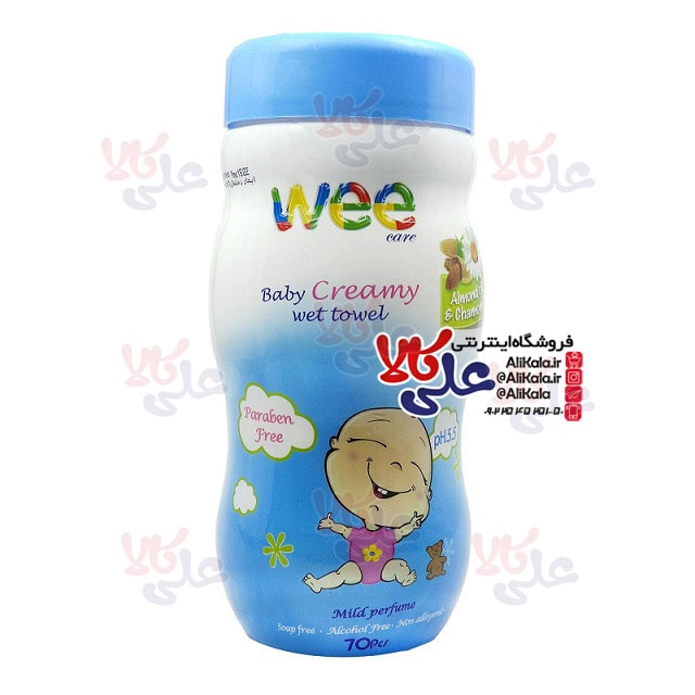 دستمال مرطوب کودک استوانه ای وی کر حاوی عصاره بابونه و روغن بادام